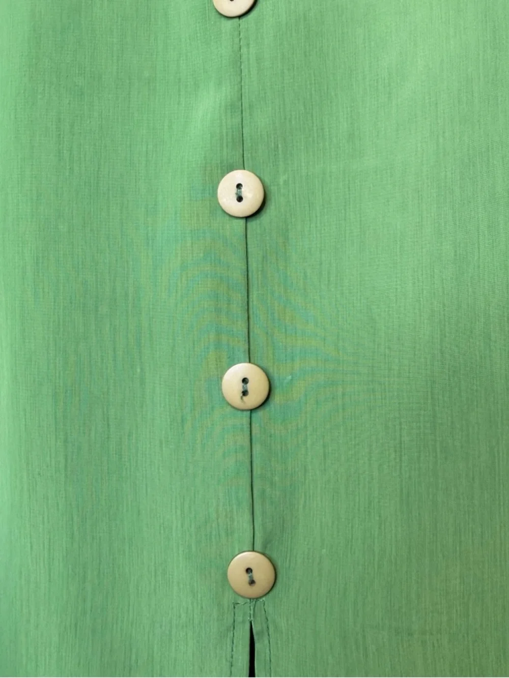 MS | VTG Kelly Green Button Front Long Sleeve Soft Tunic Top Lightweight Blouse - Picture 7 of 11